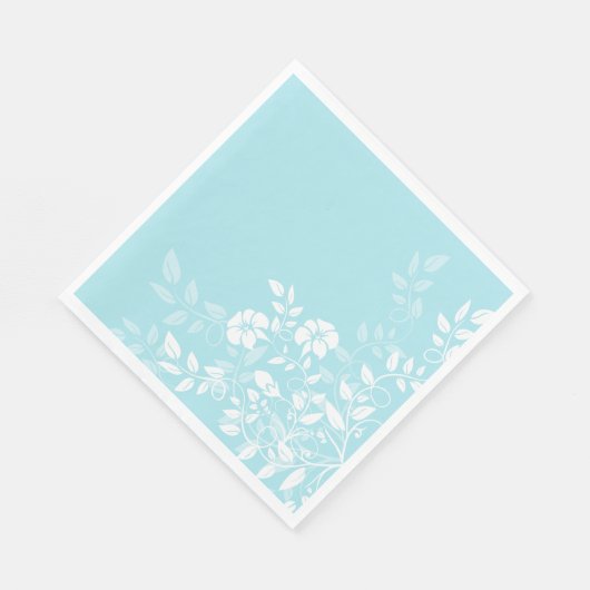 Papier Napkins-Aqua Floral Servet (Hoek)
