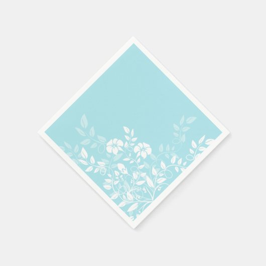 Papier Napkins-Aqua Floral Servet (Hoek)