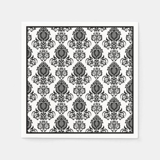 Papier Napkins-Black Damask Servet (Voorkant)