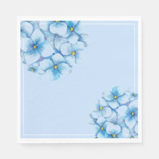 Papier Napkins-Blue Hydrangeas Servet (Voorkant)