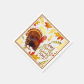 Papier: Napkins-Dessert-Happy Thanksgiving Turkey Servet (Hoek)