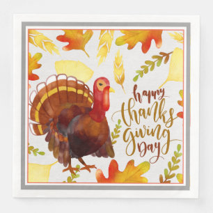 Papier-Napkins-Dinner-Happy Thanksgiving Turkey Servet