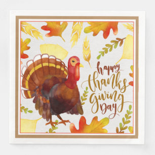 Papier-Napkins-Dinner-Happy Thanksgiving Turkey Servet