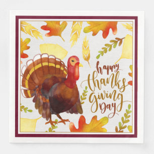 Papier-Napkins-Dinner-Happy Thanksgiving Turkey Servet
