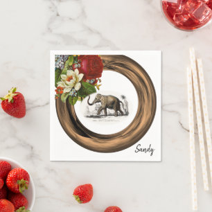 Papier Napkins, Floral Elephant Servet