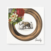 Papier Napkins, Floral Elephant Servet (Voorkant)