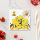 Papier Napkins, Floral Honeybee White Daisy Servet (Insitu)