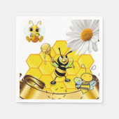Papier Napkins, Floral Honeybee White Daisy Servet (Voorkant)