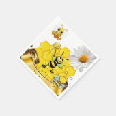 Papier Napkins, Floral Honeybee White Daisy Servet (Hoek)