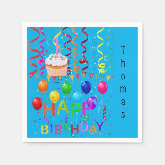 Papier Napkins, Happy Birthday Cupcake Servet (Voorkant)