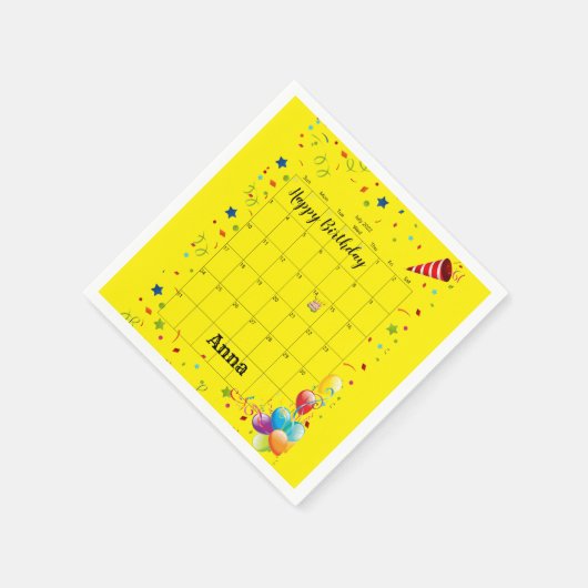 Papier Napkins, Happy Birthday, juli 2022 Geel Servet (Hoek)