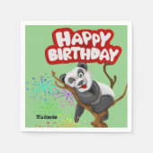 Papier Napkins, Happy Birthday Panda Beer Servet (Voorkant)