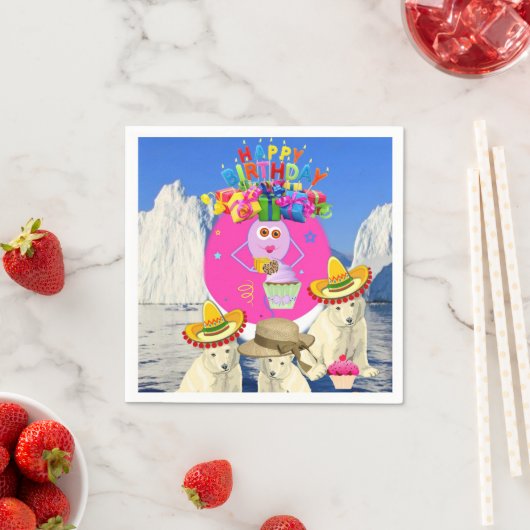 Papier Napkins, Happy Birthday Polar Beer Servet (Insitu)