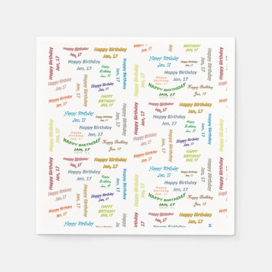 Papier Napkins Januari, 17 Birthday Servet (Voorkant)