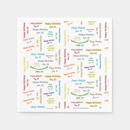 Papier Napkins January, 31 Birthday Servet (Voorkant)