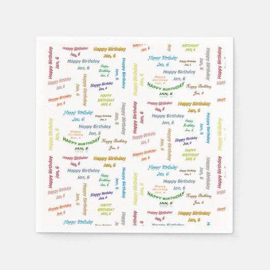 Papier Napkins January, 6 Birthday Servet (Voorkant)