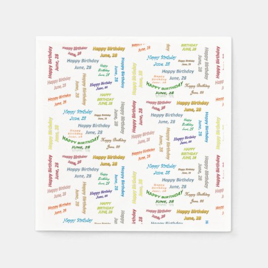 Papier Napkins June, 28 Birthday Servet (Voorkant)