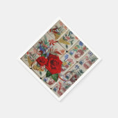 Papier Napkins, Mahjong Napkins Red Rose Servet (Hoek)