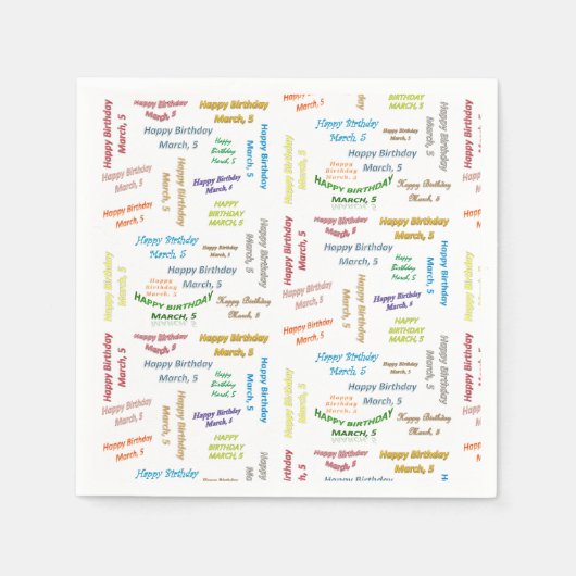 Papier Napkins March, 5 verjaardag Servet (Voorkant)