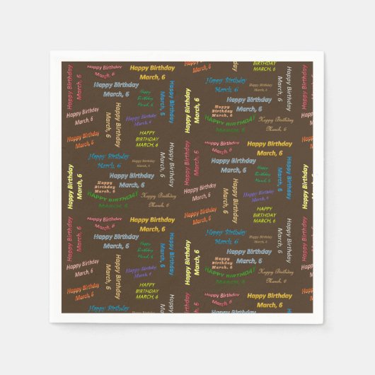 Papier Napkins March, 6 verjaardag Servet (Voorkant)