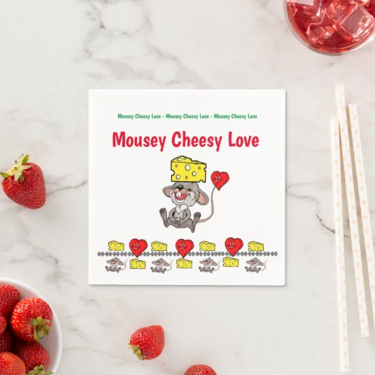 Papier Napkins, Mousey Cheesy Love Servet (Insitu)