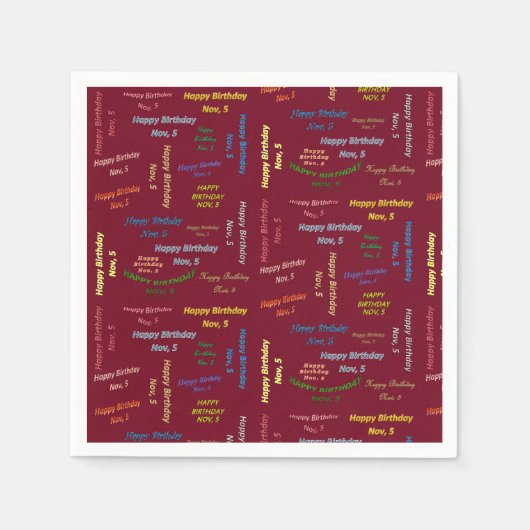 Papier Napkins November, 5 verjaardag Servet (Voorkant)