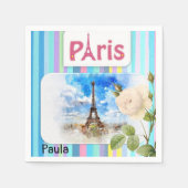 Papier Napkins, Parijs Stripe Servet (Voorkant)
