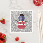 Papier Napkins Patriotic USA vlag Snowman Kerstmis Servet (Insitu)