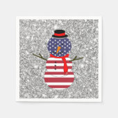 Papier Napkins Patriotic USA vlag Snowman Kerstmis Servet (Voorkant)