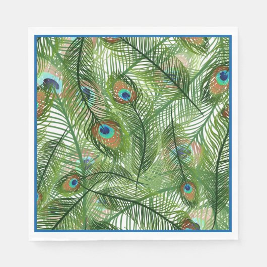 Papier Napkins-Peacock Feathers Napkins Servet (Voorkant)