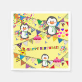 Papier Napkins, Penguin Happy Birthday Servet (Voorkant)