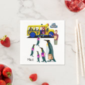 Papier Napkins, Penguin School Bus-chauffeur Servet (Insitu)