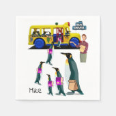 Papier Napkins, Penguin School Bus-chauffeur Servet (Voorkant)