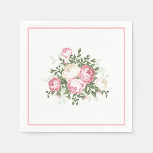 Papier "Napkins-" Roze Rose Servet (Voorkant)