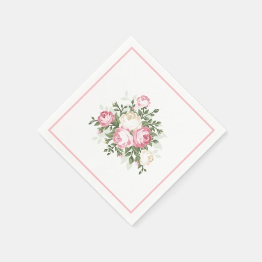 Papier "Napkins-" Roze Rose Servet (Hoek)