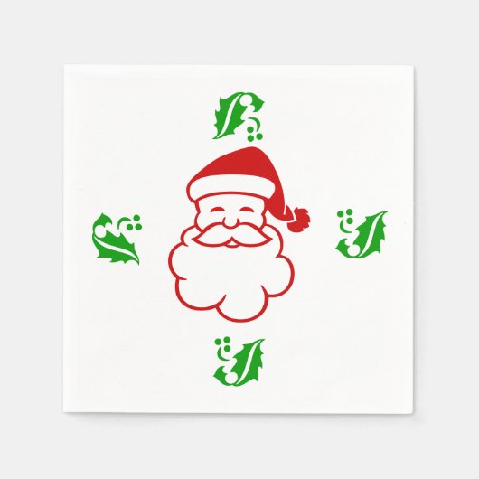 Papier Napkins - Santa en Holly Servet (Voorkant)