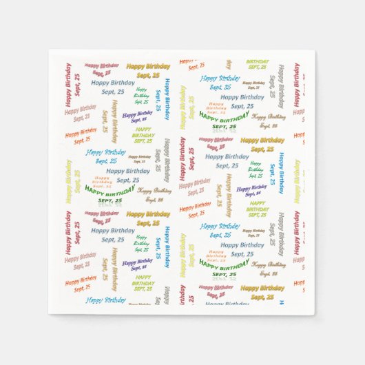 Papier Napkins September, 25 Geboortedag Servet (Voorkant)