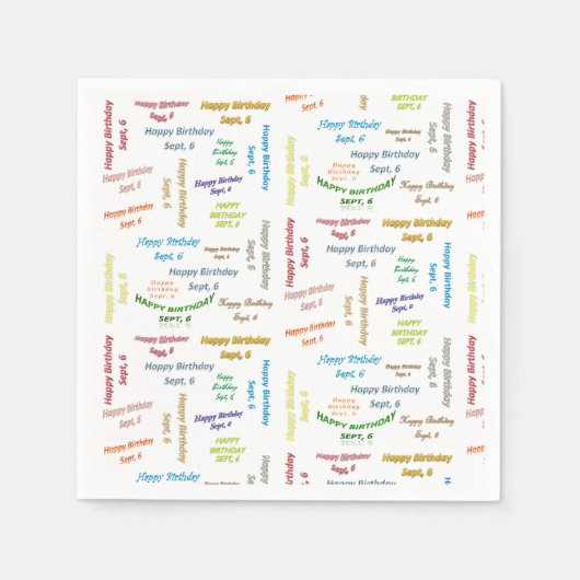 Papier Napkins, september, 6 verjaardag Servet (Voorkant)