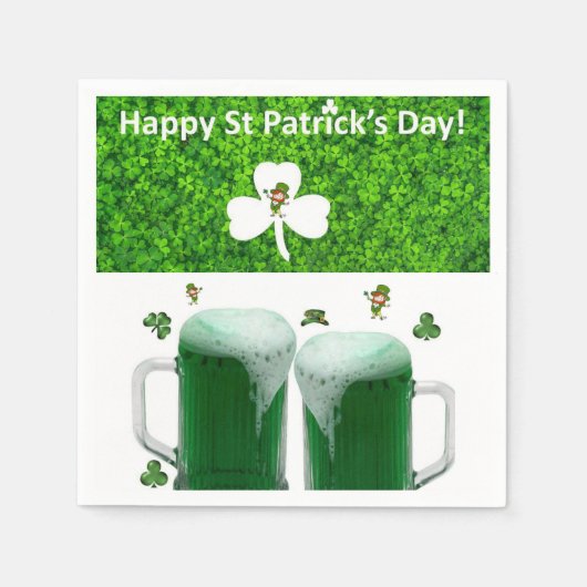 Papier Napkins St. Patrick's Day Beer Servet (Voorkant)