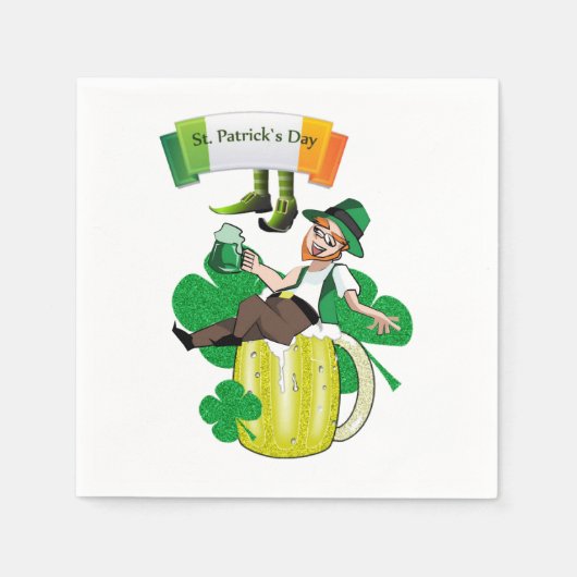 Papier Napkins St. Patrick's Day Beer Servet (Voorkant)