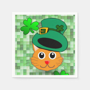 Papier Napkins St. Patrick's Day Cat Servet