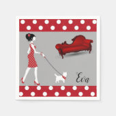 Papier Napkins, Vintage Paris Frankrijk Red Polkad Servet (Voorkant)