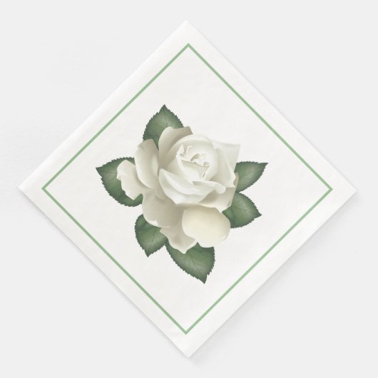 Papier "Napkins-" White Rose Servet (Hoek)