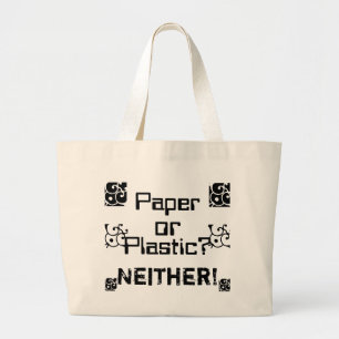 Papier of plastic? grote tote bag