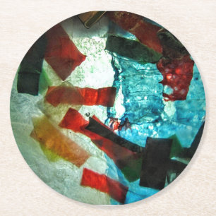 Papier Onderzetter, Abstract blauw decoratief onde Ronde Kartonnen Onderzetter