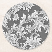 Papier Onderzetter Damask Design Grijs Zwart & Wit (Voorkant)