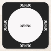 Papier Onderzetter - Holly bladeren in zwart-wit (Voorkant)