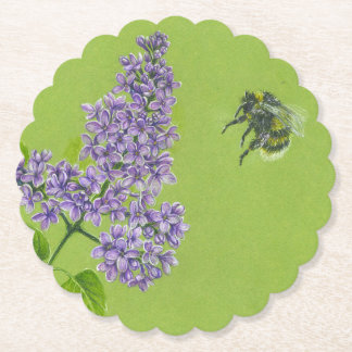 Papier Onderzetter met lila en hommel