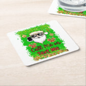 Papier Onderzetter Plein Grappig Kerstman Bel me T (Schuin)