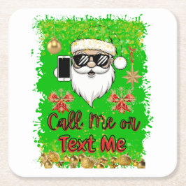 Papier Onderzetter Plein Grappig Kerstman Bel me T